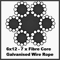 6x12 fibre core galvanized rope